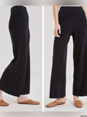 NAP Ribbed Wide Leg Knit Wool Yak Pants Size Small black luxury